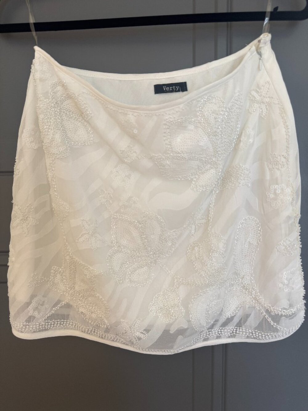 Verty White Sequence Mini Skirt (Size M)